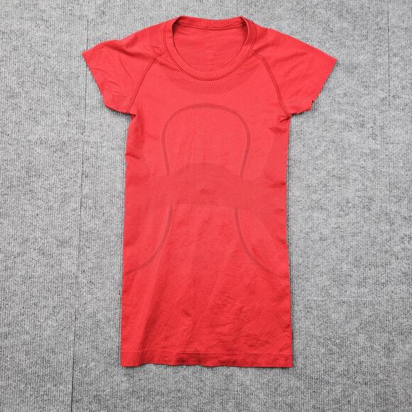 Lululemon Swiftly Tech Shirt Womens 4 Red Seamless Short Sleeve Running Gym Crew - Picture 1 of 4